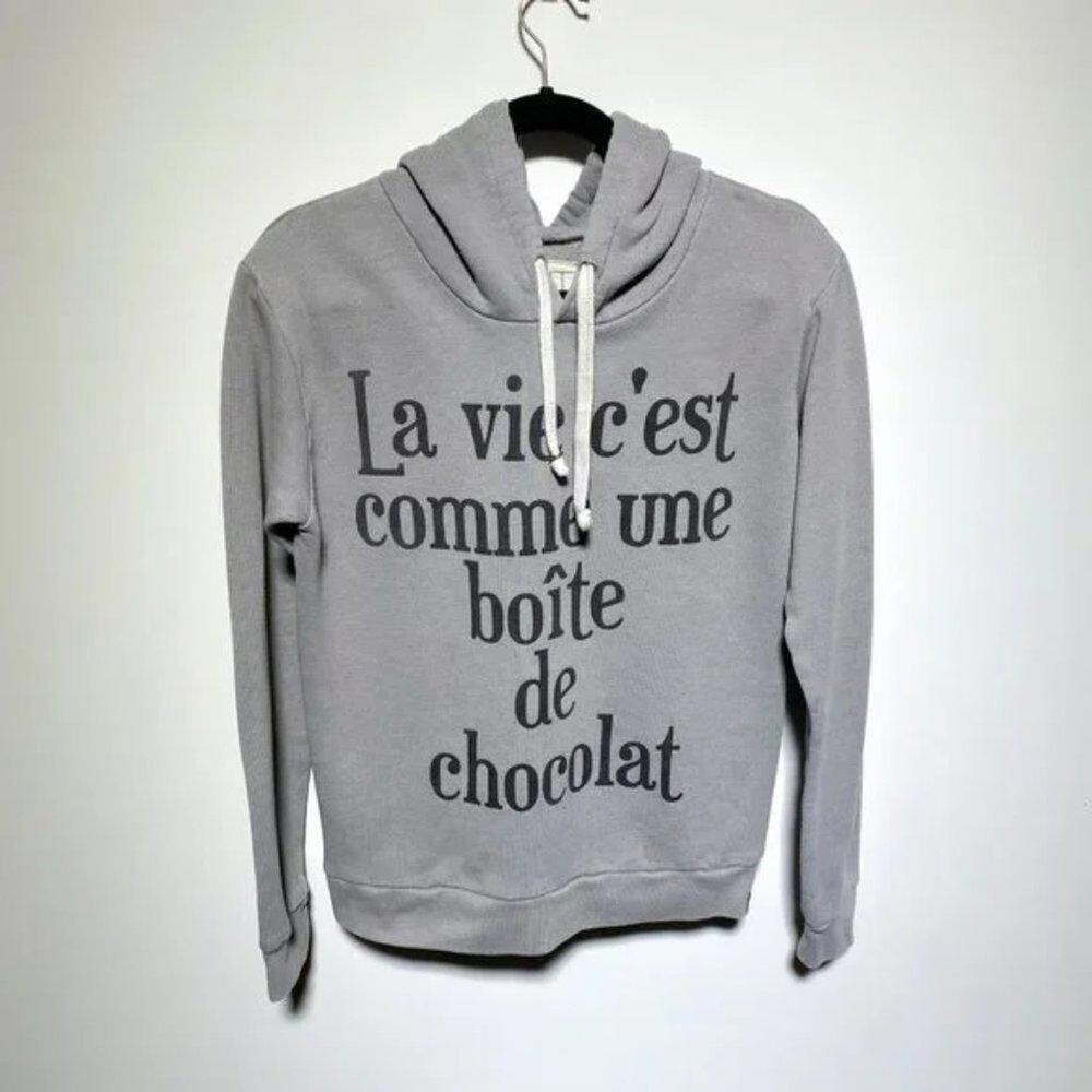 Font Lab Womens Grey French Detail Hoodie Size S